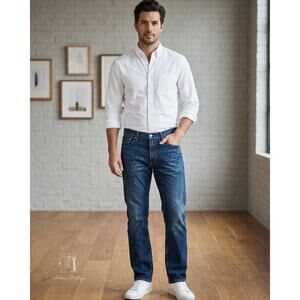 Levi’s 505 Regular Fit Jeans Mens 40x30‎ Dark Rinse Straight Leg Blue Denim
